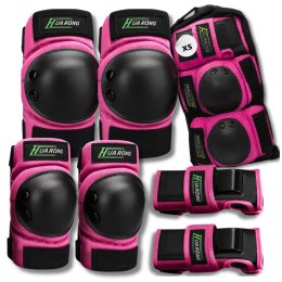 Zestaw ochraniaczy ochraniacze na rolki rower dla dzieci 6 el. rozmiar XS RÓŻOWE