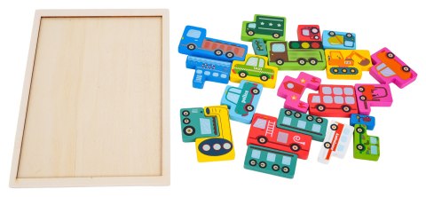 Drewniany Zestaw Układanki Puzzli Pojazdy