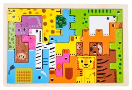 Drewniany Zestaw Układanki Puzzli Zwierzęta