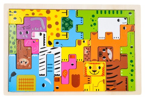 Drewniany Zestaw Układanki Puzzli Zwierzęta