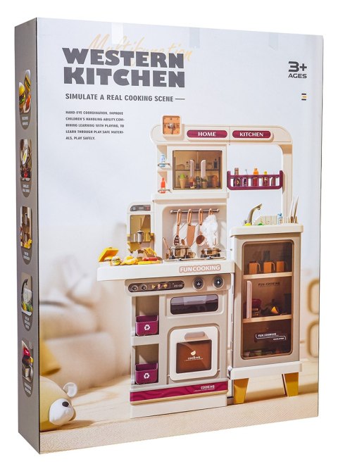 MEGA Kuchnia z Funkcją Świateł, Dźwięku i Pary + Akcesoria Beżowa