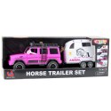Samochód Terenowy Z Przyczepą Do Przewozu Koni Figurka Światła Dźwięki