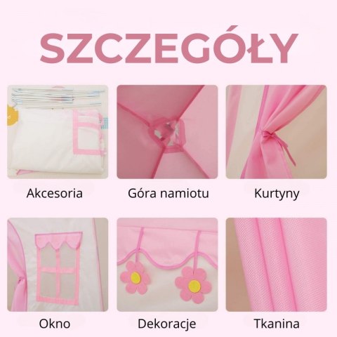WOOPIE 55365 Namiot Księżniczki z kwiatkami różowy