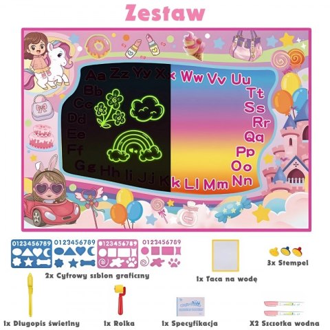 WOOPIE 56096 Mata wodna do malowania Jednorożec różowa