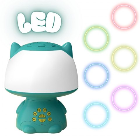 WOOPIE Multifunkcyjna Lampka RGB Głośnik Bluetooth Karaoke Modulator Głosu Karta SD Turkusowa