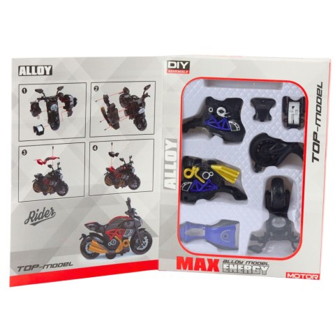 Motocykl Do Składania Skręcania Metal 1:14 DIY Niebieski