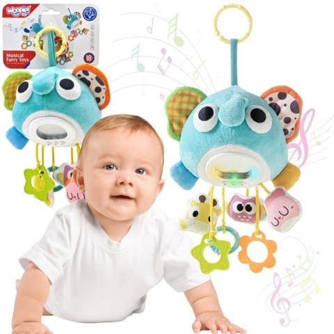 WOOPIE Baby Pluszowy Słonik Maskotka Interaktywna Przytulanka Muzyczna z Zawieszkami i Gryzakami