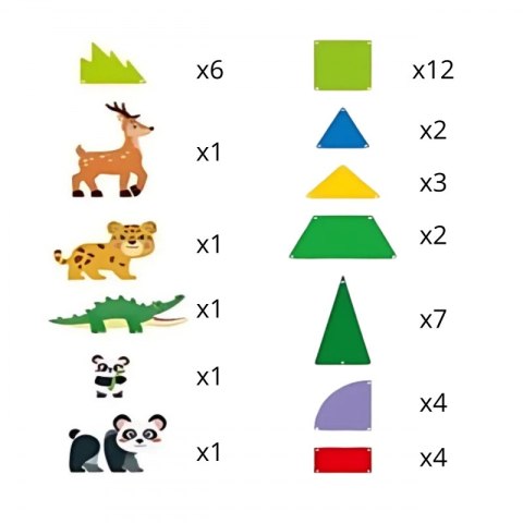 WOOPIE Klocki Magnetyczne Konstrukcyjne 3D Zestaw Edukacyjny Rzadkie Zwierzęta 45el.