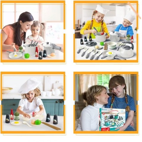 WOOPIE Zestaw Małego Kucharza Garnki Patelnia Czajnik Biały 32el.