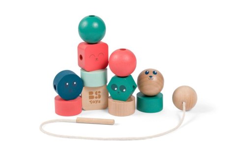 BS Toys, drewniana nawlekanka klocki Buźki