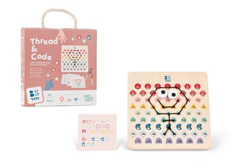 BS Toys, drewniana tablica do kodowania Przeplatanka z kartami pracy