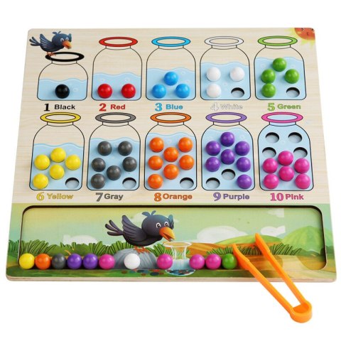 Gra Drewniana Zręcznościowa Edukacyjna Sorter Kolorowe Kulki