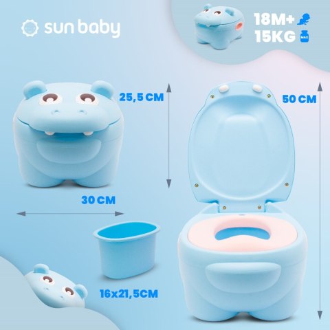 Nocnik antypoślizgowy z oparciem, wkładem i klapą, miękka wyściółka HIPPO niebieski