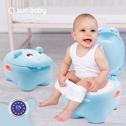 Nocnik antypoślizgowy z oparciem, wkładem i klapą, miękka wyściółka HIPPO niebieski