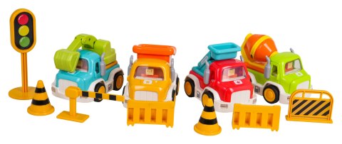 Zestaw Autek Budowlanych z Funkcją Dźwięku i Świateł + Akcesoria