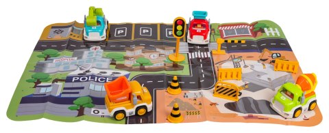 Zestaw Autek Budowlanych z Funkcją Dźwięku i Świateł + Akcesoria