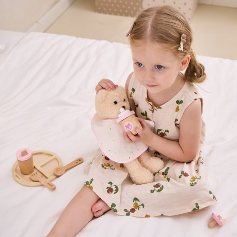 VIGA PolarB Drewniany Zestaw do Karmienia Lalki Torba - z Butelką i Śliniaczkiem