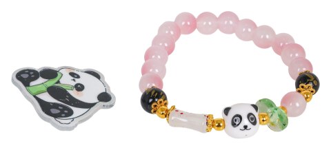 Zestaw Biżuterii Panda Różowa Bransoletka
