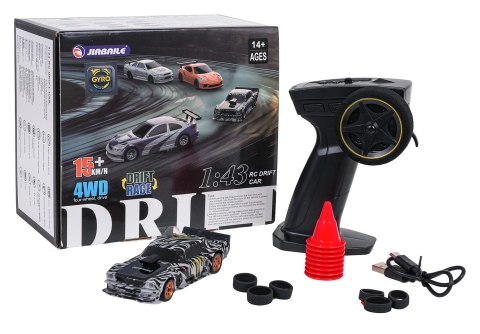 Autko R/C do Driftu 1:43 Srebrne w paski + Akcesoria
