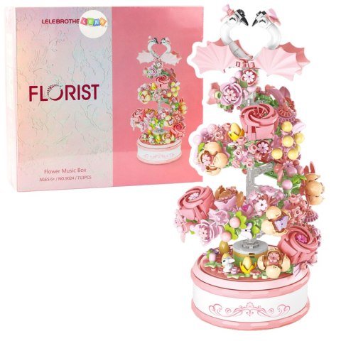 Klocki Konstrukcyjne Kompozycja Kwiatowa Florist Różowa 713 el.