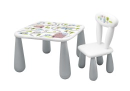 MALTEX SET LUNA TOWN Stolik dla dzieci + krzesełko biały/szary