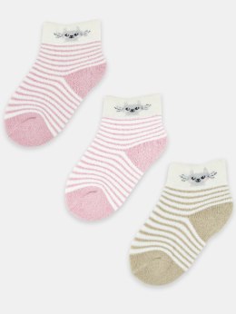 NOVITI SF024-G-01 Skarpety dziewczęce z puszystym ściągaczem kot mix 12-18m