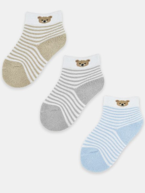 NOVITI SF025-B-01 Skarpety chłopięce z puszystym ściągaczem miś mix 6-12m