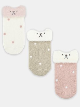 NOVITI SF026-G-01 Skarpety dziewczęce z puszystym ściągaczem wywijane mix 6-12m