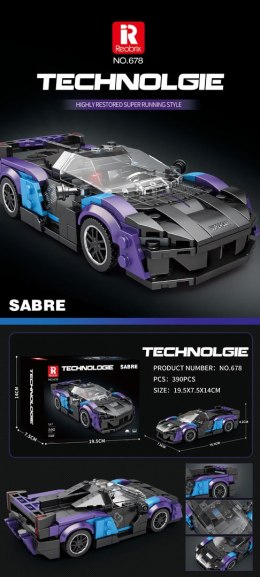 Zestaw Klocków Auto Sportowe Czarno Niebieskie 390el.