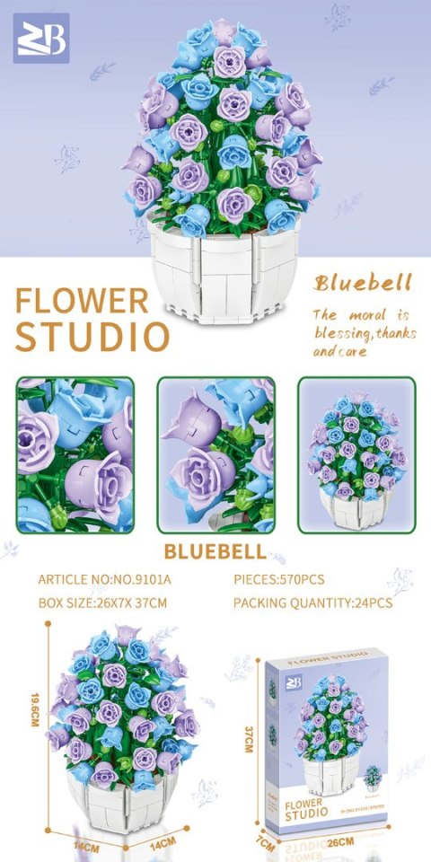 Zestaw Klocków Kwiaty Fioletowe 570el.