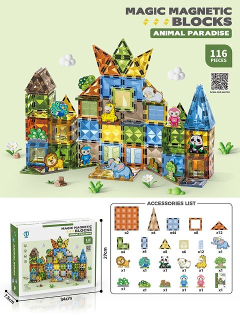 Zestaw Klocków Magnetycznych 116el.