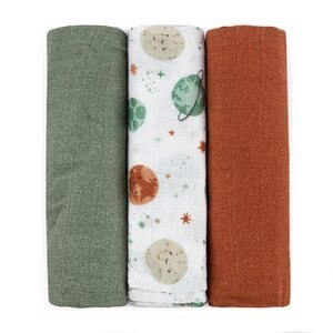 PETITE&MARS 415367 Zestaw pieluszek z muślinu bambusowego 3 szt 68x68 cm Celestial Planets