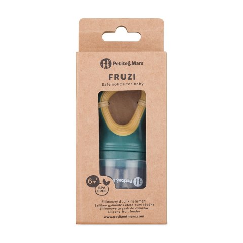 PETITE&MARS 581799 Silikonowy gryzak do podawania owoców dla niemowląt Fruzi Green Ochre 6 m+