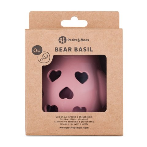 PETITE&MARS 606820 Silikonowa zabawka z grzechotką Bear Basil Dusty Rose