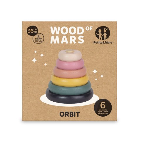 PETITE&MARS 610728 Drewniana zabawka - wieża Orbit Aurora Pink 36 m+