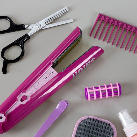Zestaw fryzjerski dla dzieci suszarka prostownica światło dźwięk 15 elementów