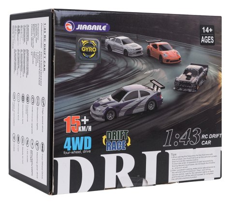 Autko R/C do Driftu 1:43 Srebrne + Akcesoria
