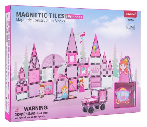 Zestaw Klocków Magnetycznych Różowy Zamek Księżniczki 58el.