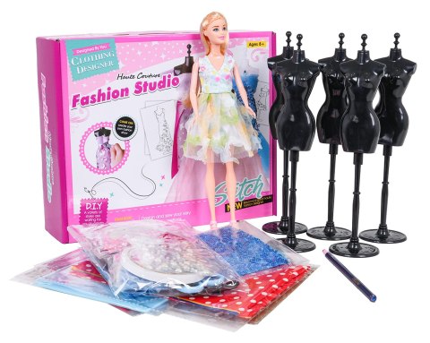 Zestaw Małej Projektantki, Kolorowe Materiały + Akcesoria