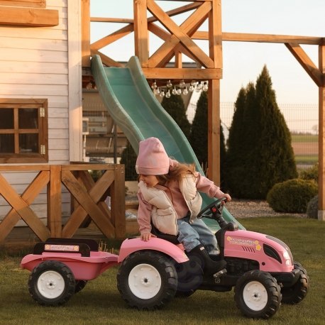 FALK 2056L Traktor Country Star z przyczepą różowy
