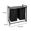 Kosz na pranie bieliznę 2 komory z półką blatem pojemnik loft 92l