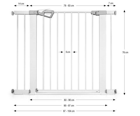 Milly Mally Bramka zabezpieczająca Barierka na schody z rozszerzeniami Guardy 104 White