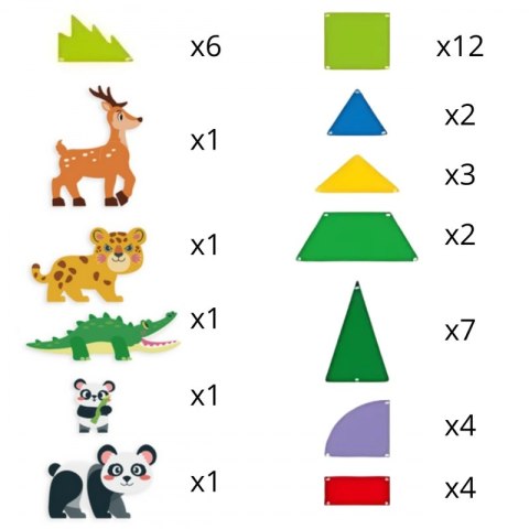 WOOPIE Klocki Magnetyczne Konstrukcyjne 3D Zestaw Edukacyjny Rzadkie Zwierzęta 45el.