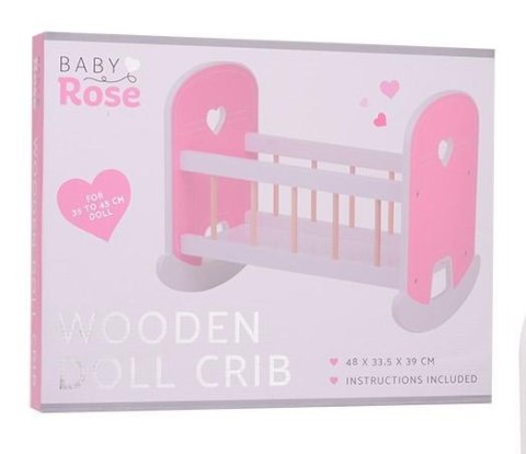 Drewniana kołyska Baby Rose dla lalek 35-45 cm