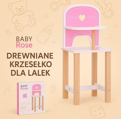 Drewniane krzesełko Baby Rose dla lalek 35-45 cm