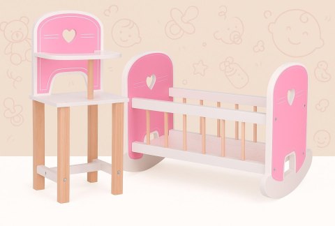 Drewniane krzesełko Baby Rose dla lalek 35-45 cm