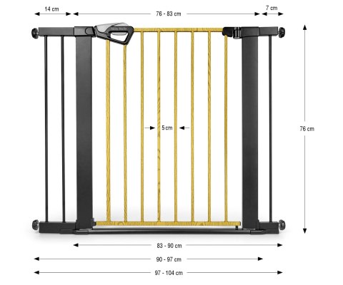 MILLY MALLY 6578 Bramka zabezpieczająca - barierka na schody z rozszerzeniem Guardy 104 Black Natural