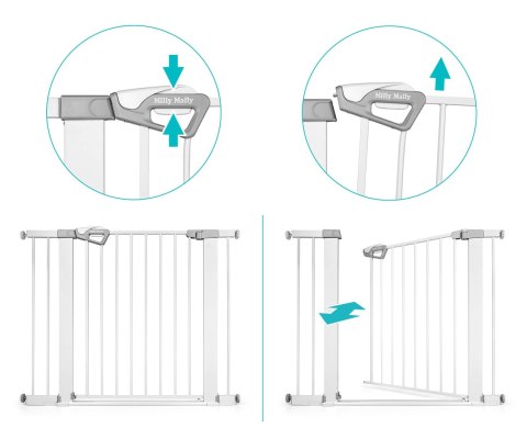 MILLY MALLY 6579 Bramka zabezpieczająca - barierka na schody z rozszerzeniem Guardy 104 White