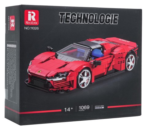 Zestaw Klocków Auto Sportowe Czerwone 1069el.