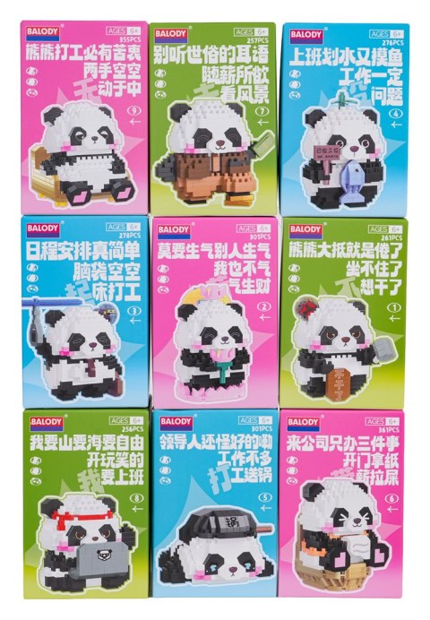 MEGA Zestaw Klocków Pandy 9 Figurek